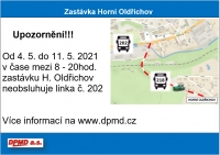 Omezení v zastávce Horní Oldřichov