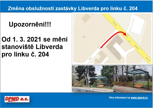 Změna stanoviště v zastávce Libverda od 1. 3. 2021