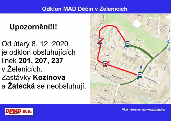 Omezení v Želenicích od 8. 12. 2020 pro MAD Děčín