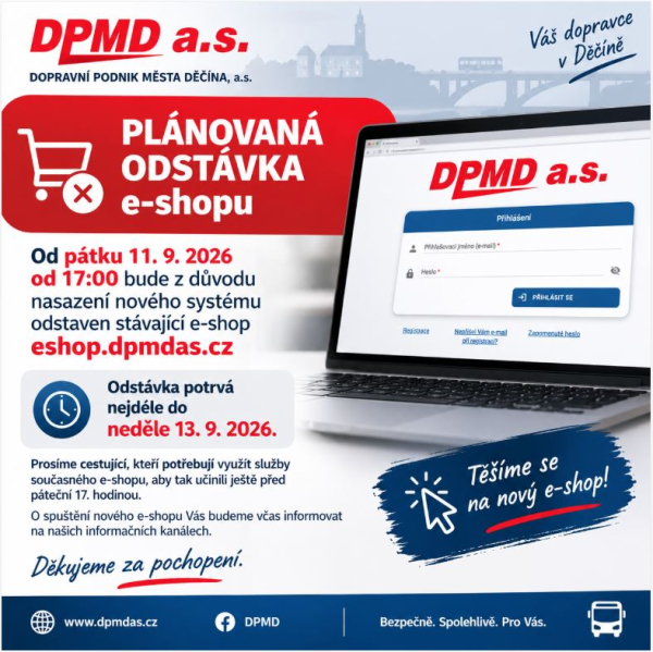 Pl&aacute;novan&aacute; odst&aacute;vka e-shopu DPMD z důvodu spu&scaron;těn&iacute; nov&eacute;ho syst&eacute;mu